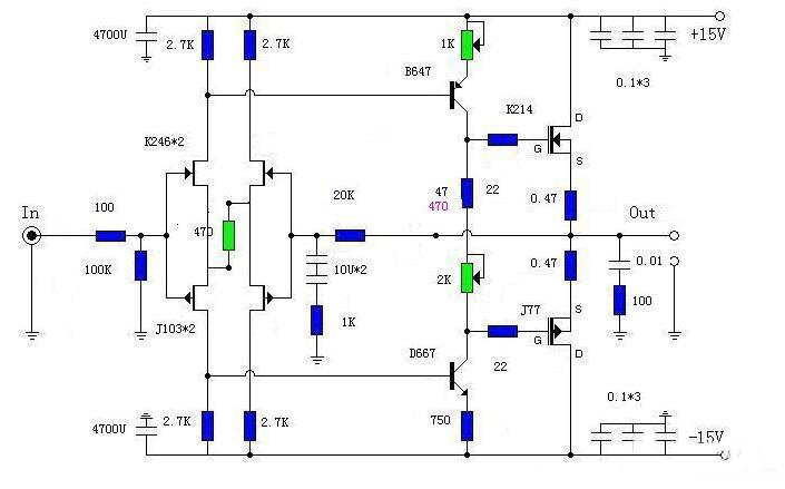 場效應(yīng)管功放電路圖