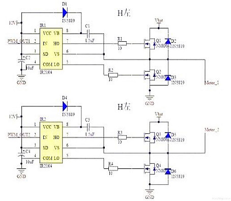 PWM驅(qū)動MOS管H橋電路