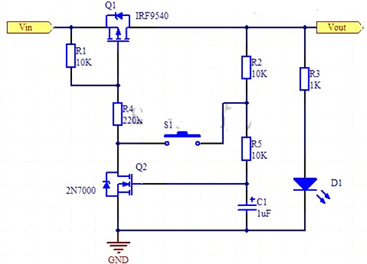 單按鍵開關(guān)機(jī)電路